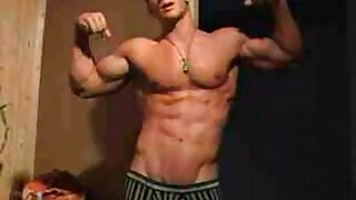 Jakub showing of his ripped body