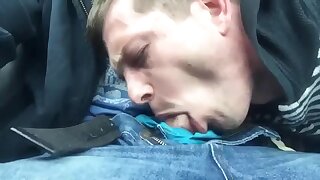 Frat Bro Gets Blowjob in Car