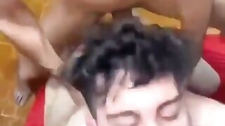 Twink gets used and bounded by two daddies in the locker room