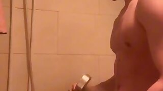 expel sperm by hand while showering