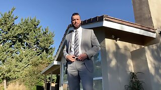 Ramon Nomar cums dressed in a suit