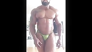 Huge Bodybuilder Muscle Daddy Julio Balestrin Checking Flex Muscle Pose