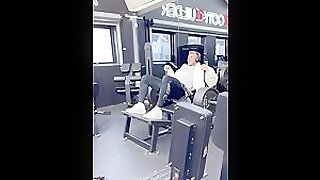 Handsome Muscle Stud Working Out And Flexing At The Gym