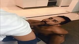 Macho latino stud fucks fag up the ass