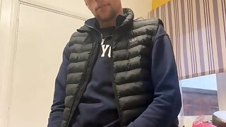 Fit lad wank in kitchen. .
