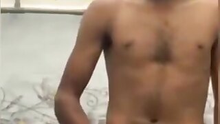 Indian pleasures himself in the bathroom