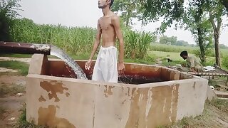 Pakistani villager in tubewell