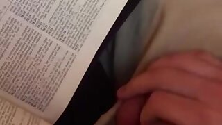 Man jerking off in the church pews, then going to the bathroom