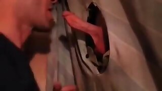 Hot sucking action at the homemade glory hole 19