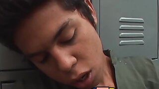 Latino twinks rawbanging rough after oral in the locker room