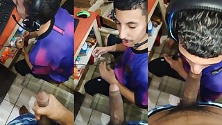 gamer boy sucks his friend’s hard dick