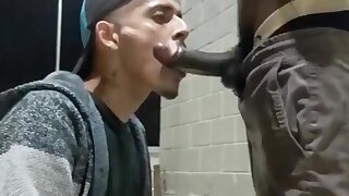 Black homeless fucks his friend in public