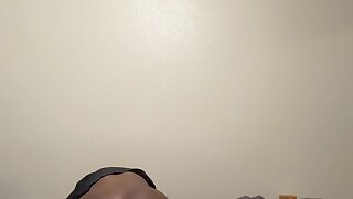 Black college boy plays with his dildo in his dorm room