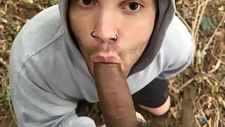Black top uses a white fags mouth in the woods