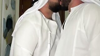 A handsome chubby with a big dick fucking another chubby with a big ass