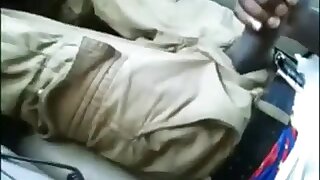 Big black cock stroking in car