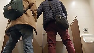 Turkish guys cruising in the urinals of a mall's bathroom