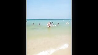 Bodybuilder seaside