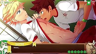 Scene 1 &mdash; Keitaro jerked off Hunter penis in the shower room