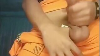 Horny arab shows big curved cock