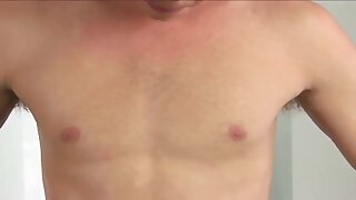 Hottie jerks and cums all over himself