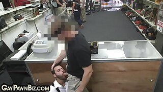 Gay pawn doggystyle banged in toilet of the pawn shop